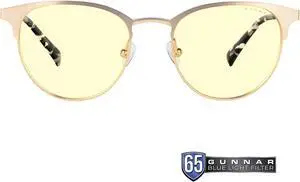 Gunnar Apex, Protective Computer Glasses with Gunnar Focus, Gold/Marble Frames, Amber Lens, 65% Blue Light and 100% UV Protection, APX-11401