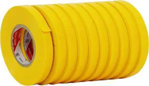 WOD EL-766AW Professional Grade Electrical Tape General Purpose Yellow UL/CSA listed core: 1/2 inch X 66 ft - Use At No More Than 600V & 176F (Pack of 10)