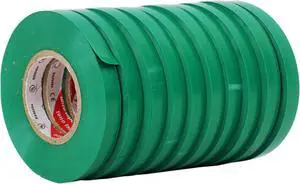 WOD EL-766AW Professional Grade Electrical Tape General Purpose Green UL/CSA listed core: 3/8 inch X 66 ft - Use At No More Than 600V & 176F (Pack of 10)