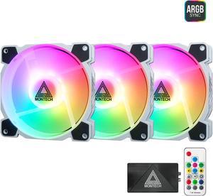 Montech Z3 PRO Addressable RGB 120mm Fan, 3 in 1 with Lighting Controller, PWM Control for Computer Case, ARGB Remote Controller, Programmable Lighting Effects, White Fan Frame