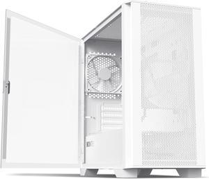 Montech AIR 100 LITE MICRO-ATX Tower with Two Silent Fans Pre Installed, Ultra-Minimal Design, Fine Mesh Front Panel, High Airflow, Unique Side Swivel Tempered Glass, Dust Protection, White