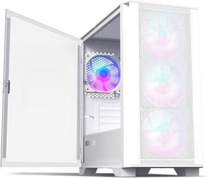 Montech AIR 100 ARGB MICRO-ATX Tower with Four ARGB Fans Pre Installed, Ultra-Minimalist Design, Fine Mesh Front Panel, High Airflow, Unique Side Swivel Tempered Glass, Dust Protection, White