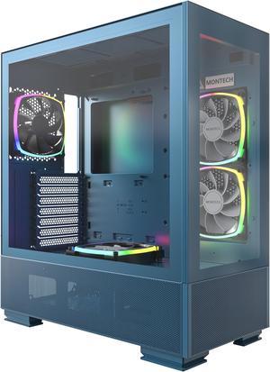 Montech Sky Two, Dual Tempered Glass, 4X PWM ARGB Fans Pre-Installed, ATX Gaming Mid Tower Computer Case, Type C, High Airflow Performance- Morocco Blue
