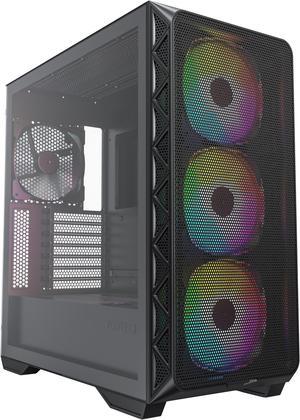 Montech AIR 903 MAX, E-ATX Mid Tower Case, High Airflow, 3x 140mm ARGB PWM & 1x 140mm PWM Fans Pre-installed, Tempered Glass Side Panel, Mesh Front, TYPE-C, Support 4090 GPUs, Black