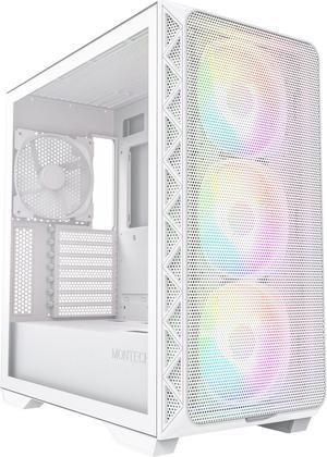 Montech AIR 903 MAX, E-ATX Mid Tower Case, High Airflow, 3x 140mm ARGB PWM & 1x 140mm PWM Fans Pre-installed, Tempered Glass Side Panel, Mesh Front, TYPE-C, Support 4090 GPUs, White