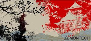 MONTECH Samurai Spirit Theme Gaming Mouse Pad - 35.4" x 15.7" Osaka Castle Design, Water-Resistant Surface, Anti-Slip Stability, Universal Mouse Compatibility, Durable Edge Wrapping