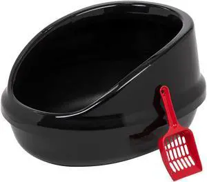 IRIS Large Shielded Litter Pan, 1 Pack, Black