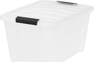 IRIS USA 4Pack 17qt/4.2gal Medium Plastic Stackable Storage Drawers, Black  