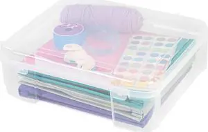 IRIS USA Fits 12" x 12" Paper Thick Portable Plastic Scrapbook Project Case with Built-in Handle