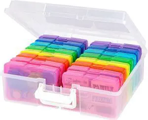 IRIS USA Extra Large 4" x 6" Photo Keeper with 16 cases, Rainbow/Clear