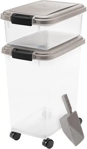 IRIS 3-Piece Airtight Pet Food Container Combo, Chrome