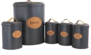 MegaChef Kitchen Food Storage and Organization 5 Piece Canister Set in Grey