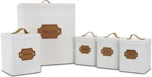 MegaChef Kitchen Food Storage and Organization 5 Piece Canister Set in White