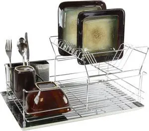 MegaChef 155 Inch Stainless Iron Shelf Dish Rack