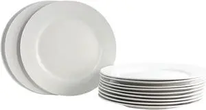 Gibson Home Noble Court 105 Dinner Plate Set in White Set of 12
