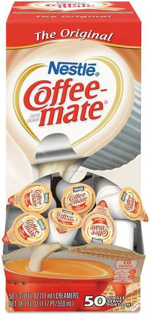 Liquid Coffee Creamer, Snickers, 0.38 oz Mini Cups, 50 Cups/Box 61425BX