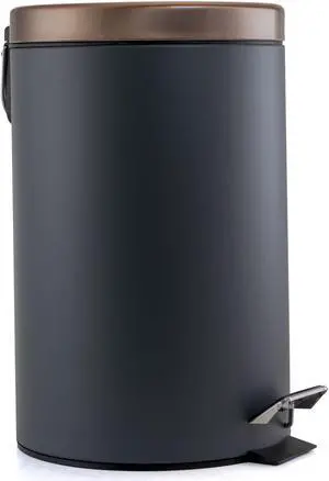 Elama 12 Liter Stylish Grey and Copper Soft Pedal Office Kitchen and Bathroom Trash Bin