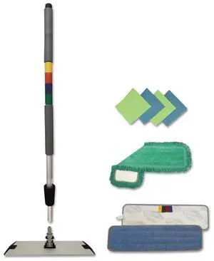 Boardwalk Microfiber Cleaning Kit 18" Wide Blue/Green Head 35" to 60" BWKMFKIT Boardwalk Microfiber Cleaning Kit 18" Wide Blue/Green Head 35" to 60" BWKMFKIT