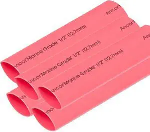 Ancor Heat Shrink Tubing 1/2" x 6" - Red - 5 Pieces