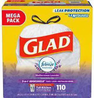 OdorShield with Febreze 13 gal 0.72 mil 25.75" x 11.75" White 110/Box 79157