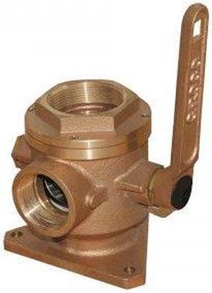 GROCO 2" SAFETY SEACOCK & ADAPTOR WITH 1 1/2" SIDE PORT