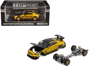 BM Creations Nissan Top Secret GTR R35 RHD Right Hand Drive Gold Metallic with Carbon Hood and Top Tokyo Auto Salon 2026 164 Diecast Model Car by BM Creations BM Creations Nissan Top Secret GTR R35 RHD Right Hand Drive Gold Metallic with Carbon Hood and Top Tokyo Auto Salon 2026 164 Diecast Model Car by BM Creations