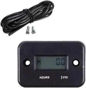 1pcs New Inductive Digital Hour Meter Waterproof LCD Display for Bike Motorcycle ATV Snowmobile Marine Boat Ski Dirt Gas Engine - Black