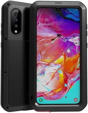 Love Mei Aluminum Metal Armor For Samsung Galaxy A70 Shockproof Dirtproof Full Body Heavy Duty Case For Samsung Galaxy A70 (Black)