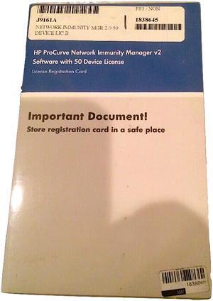 HP J9161A Procurve Immunity Mgr 2.0 50 Device Lic Base Prod
