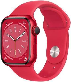 Refurbished Apple Watch Series 8 GPS 45mm Smart Watch w Product RED Aluminum Case with Product RED Sport Band  ML Fitness Tracker Blood Oxygen  ECG Apps AlwaysOn Retina Display Water Resistant