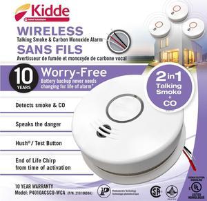 KIDDE 10-Year Battery Operated Wireless Talking Smoke & Carbon Monoxide Detector