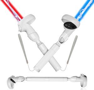 BeswinVR Extension Grips for Meta Quest 2, VR Game Controllers Handle Accessories for Playing Beat Saber, Golf+, Badminton, Baseball Games White