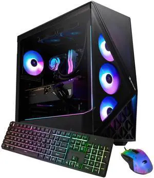 iBUYPOWER Slate Gaming PC Desktop - AMD Ryzen 7 7800X3D, AMD Radeon RX 9060XT 8GB, 32GB DDR5 RGB RAM, 2TB NVMe SSD