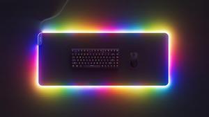 HYTE CNVS Intense Play Mat: Custom RGB LED 50-Pixel qRGB Array Waterproof Extended Premium Silky 28 SPI 900mm x 370mm USB C Gaming Mouse Pad