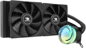 iBUYPOWER AW4 240mm Radiator CPU AIO Liquid Cooler (2024), 2x 120mm Core Fans, RGB Display, Fan Speed 700-2000 RPM, Airflow Volume 65 CFM, Intel 1700/1150/1151, AMD AM5/AM4 - Black