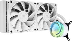 iBUYPOWER AW4 240mm Radiator CPU AIO Liquid Cooler (2024), 2x 120mm Core Fans, RGB Display, Fan Speed 700-2000 RPM, Airflow Volume 65 CFM, Intel 1700/1150/1151, AMD AM5/AM4 - White