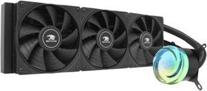 iBUYPOWER AW4 360mm Radiator CPU AIO Liquid Cooler (2024), 3x 120mm Core Fans, RGB Display, Fan Speed 700-2000 RPM, Airflow Volume 65 CFM, Intel 1700/1150/1151, AMD AM5/AM4 - Black