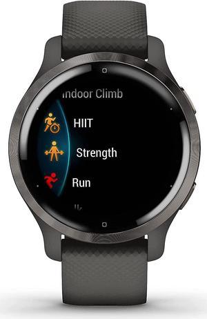 Garmin Venu 2S, Smaller-Sized GPS Smartwatch with Advanced Health Monitoring and Fitness Features, Slate Bezel with Graphite Case and Silicone Band, (010-02429-00)