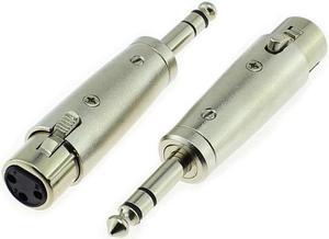 2pcs Connector XLR 3 Pin Socket to 1/4" 6.35 mm Male Plug Stereo Microphone Adapter XLR 3 Position to 6.5mm TRS Plug