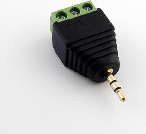 Gold Plated Connector 2.5mm Stereo Male TRS Plug to AV Screw Video Balun Screw Terminal Adapter (1pcs)