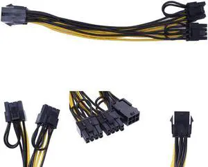 PCI-E PCIe PCI Express 6-Pin Female To Dual 2-Port 8-Pin ( 6+2 Pin ) Male GPU Video Card Power Adapter Cable 18 AWG 20.5cm
