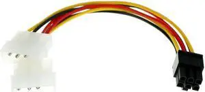 2Pcs/lot 2x 4 Pin Molex To 6 Pin PCI-E ATX PSU Power Adapter Graphics Video Card Converter Cable Line Adapter Power Cables