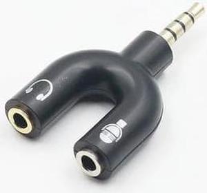 1Pcs U Type Adapter Dual 3.5 MM Headphone Plug Audio Cables Splitter Microphone 2 in 1 Swivel Connector