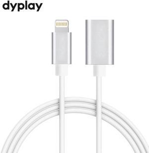 dyplay 8Pin Interface Extension Cable 1m Male to Female Extender for iPhone iPad Charging Adapter Passing Audio Video Data
