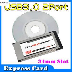 2017 PCI Express to USB 3.0 PCI-E Card Adapter 5 Gbps PCMCIA Dual 2 Ports for NEC Chipset 34 MM Slot ExpressCard Converter