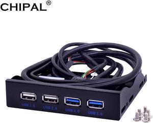 CHIPAL 4 Ports USB 2.0 USB 3.0 Front Panel Hub USB3.0 Splitter Internal Combo Bracket Adapter for PC Desktop 3.5 Inch Floppy Bay