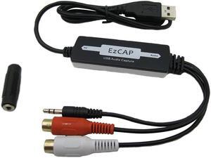 USB Audio Capture Card Grabber for Vinyl Cassette Tapes to Digital MP3 Converter, Support Mac & Windows 10/8.1/8 / 7 / Vista/X
