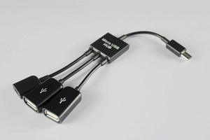 5Pin Micro B Male to 2 Port USB A Female OTG Host Hub Splitter Data Sync Cable + Micro USB Female Power Supply Line Combo