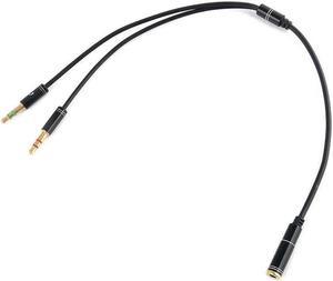 3.5mm Audio Mic Y Splitter Cable Headphone Adapter, Black