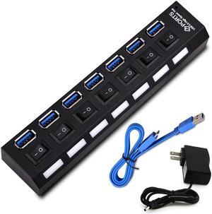 USB 3.0 HUB 4/7 Ports Micro HUB Splitter With Power Adapter USB Hab 5Gbps USB Splitter 3 HUB For PC